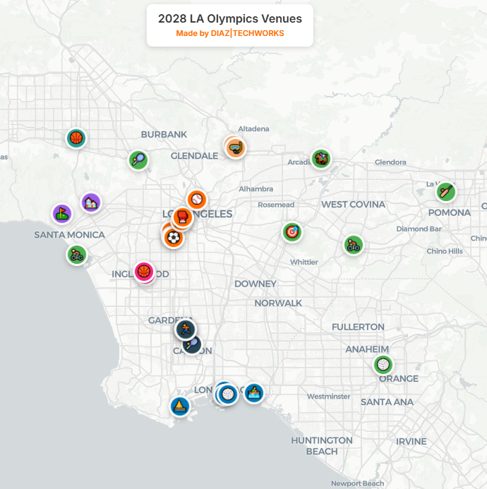 LA 2028 Olympics Venue Map